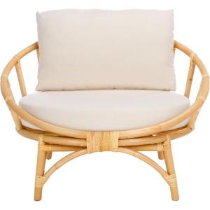 SAFAVIEH Home Collection Gwyneth Tropical White/Natural Accent Chair with Cushion (Fully Assembled)