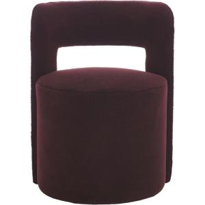 SAFAVIEH Home Collection JoJo Beige Faux Shearling Round Seat Upholstered Accent Chair (Fully Assembled)(Bordeaux)