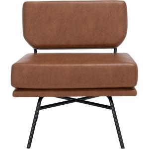 SAFAVIEH Home Collection Kermit Modern Malachite Green Velvet/Matte Black Living Room Dining Room Bedroom Office Foyer Accent Chair(Cognac /Matte Black)