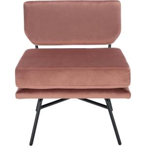 SAFAVIEH Home Collection Kermit Modern Malachite Green Velvet/Matte Black Living Room Dining Room Bedroom Office Foyer Accent Chair(Dusty Rose Velvet/Matte Black)