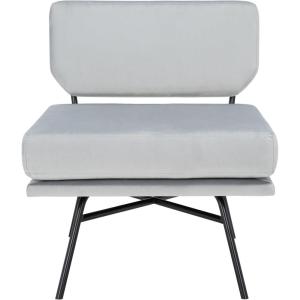 SAFAVIEH Home Collection Kermit Modern Malachite Green Velvet/Matte Black Living Room Dining Room Bedroom Office Foyer Accent Chair(Grey Velvet/Matte Black)