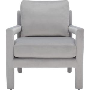 SAFAVIEH Home Collection Kye Mid-Century Modern Olive Green Velvet Accent Chair (Fully Assembled)(Grey)