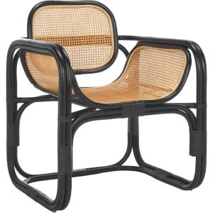 SAFAVIEH Home Collection Nadie Tropical Coastal Black/Natural Rattan Accent Chair (Fully Assembled)(Black/Natural)