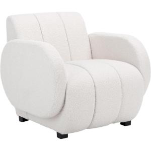 SAFAVIEH Home Collection Waylen Off-White Channel Tufted/Black Legs Low Profile Accent Chair (Fully Assembled)