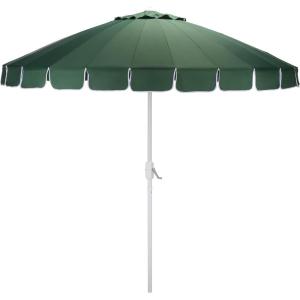 SAFAVIEH Outdoor Patio Furniture Collection – Panza 9 Ft Crank Patio Umbrella, Ivory & White Pole, Market Umbrella with Crank Lift (PAT8026A)(Hunter Green/White)