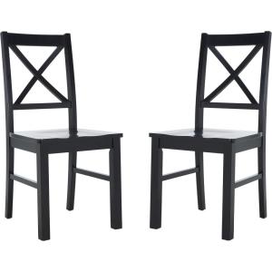 Safavieh Home Collection Akash White and Natural X-Back 18-inch Dining Chair (Set of 2)(Black)