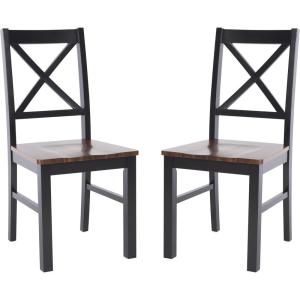 Safavieh Home Collection Akash White and Natural X-Back 18-inch Dining Chair (Set of 2)(Black/Walnut)