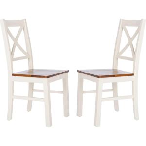 Safavieh Home Collection Akash White and Natural X-Back 18-inch Dining Chair (Set of 2)(White/Natural)