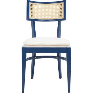 Safavieh Home Collection Galway Coastal White/Natural Cane Seat Cushion Dining Chair(Navy/Natural)