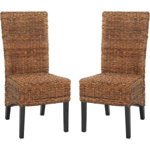 Safavieh Home Collection Kiska Natural Dining Chair (Set of 2)(Dark Brown)
