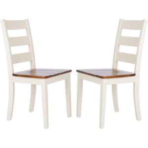 Safavieh Home Collection Silio White Ladder Back 18-inch Dining Chair (Set of 2)(White / Natural)