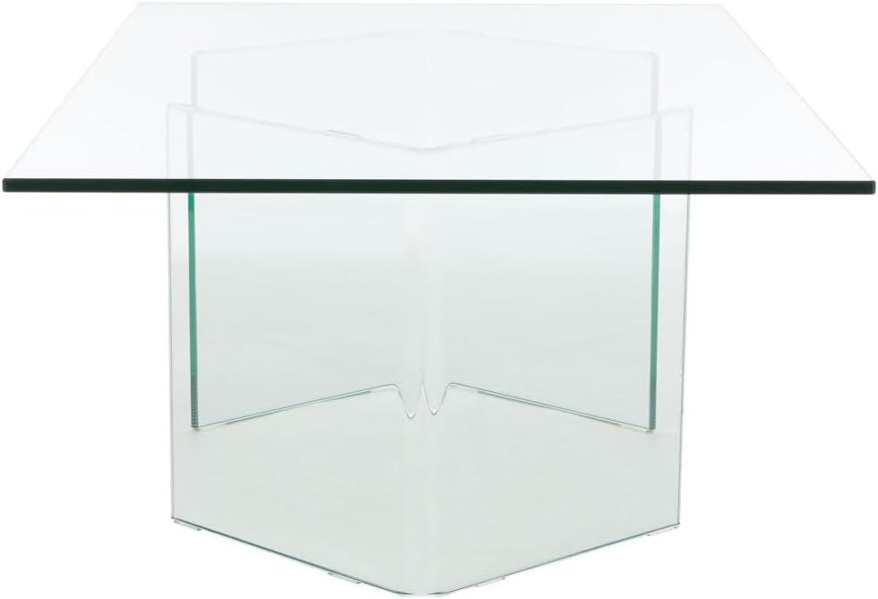 image:imageSAFAVIEH Bedwyr Temp Glass COF7305 Coffee Table 47 W x 28 D x 16 H Clear