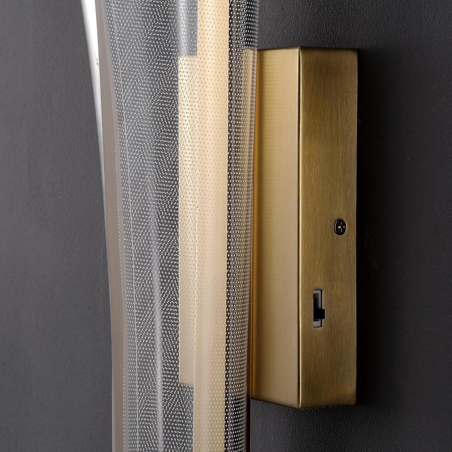 image:imageSAFAVIEH Couture Fenric Acrylic Wall Sconce Light Fixture Clear amp Gold Dimmable LED Wall Light with Adjustable Color Temperature Modern Wall Lighting for Bedroom Hallway CTL1110AClearGold