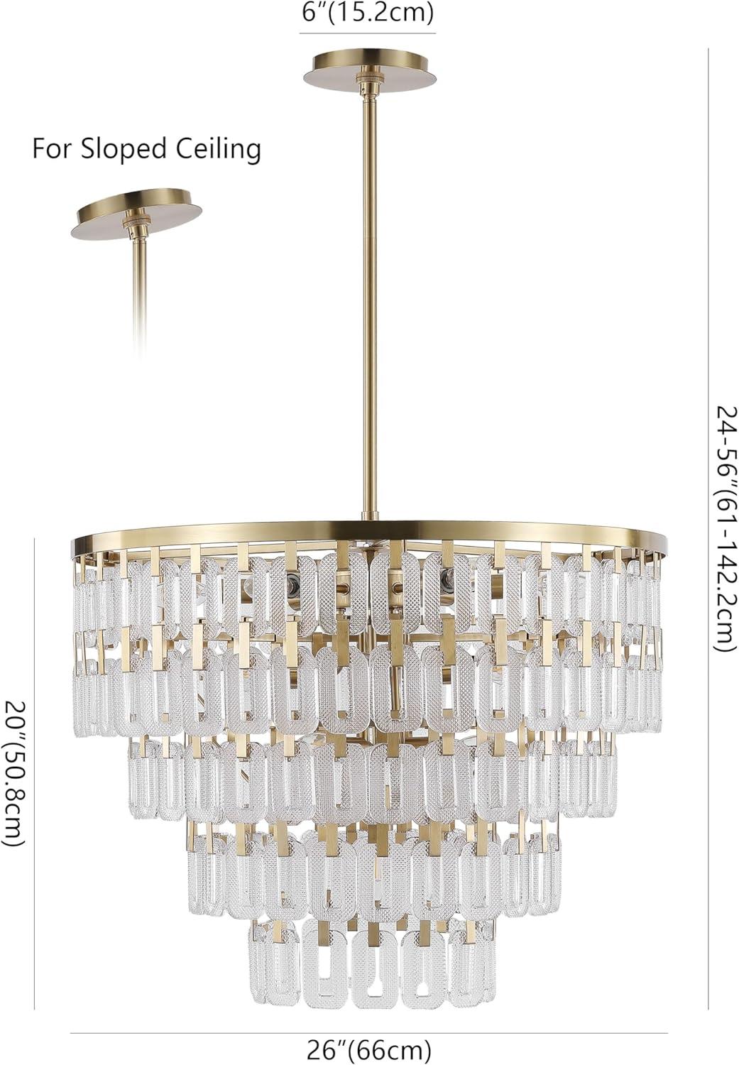 image:imageSAFAVIEH Couture Queenie 16Light Tiered Chandelier Clear amp Gold Dimmable LED Chandelier with Glass Panels and Adjustable Height for Dining Room Foyer CTL1122AClearGold