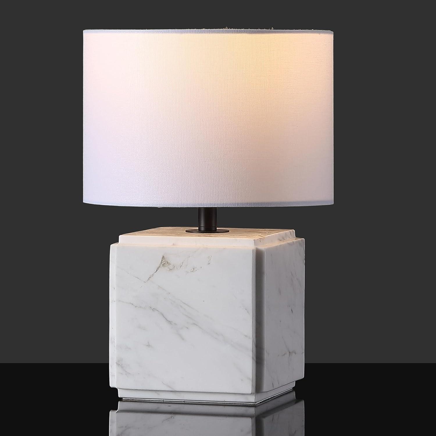 image:imageSAFAVIEH Couture Lighting Collection Zahra White Marble 15inch Dimmable Table Lamp for Bedroom Living Room Home Office Desk Nightstand LED Bulb IncludedWhite