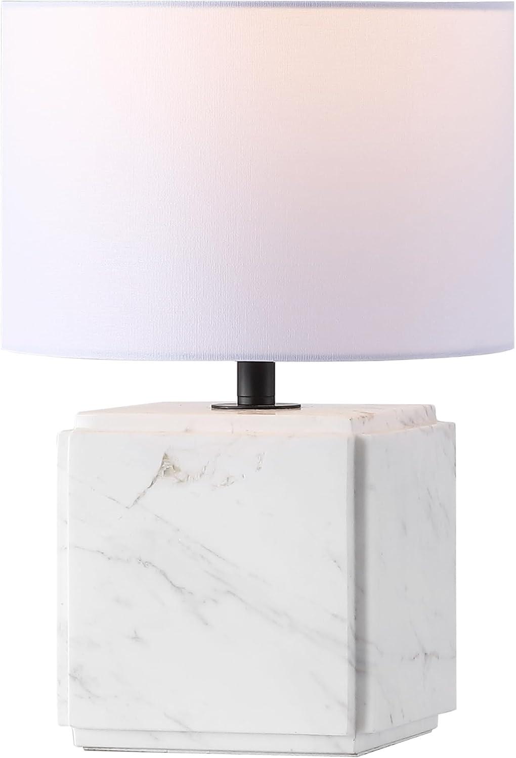 image:imageSAFAVIEH Couture Lighting Collection Zahra White Marble 15inch Dimmable Table Lamp for Bedroom Living Room Home Office Desk Nightstand LED Bulb IncludedWhite
