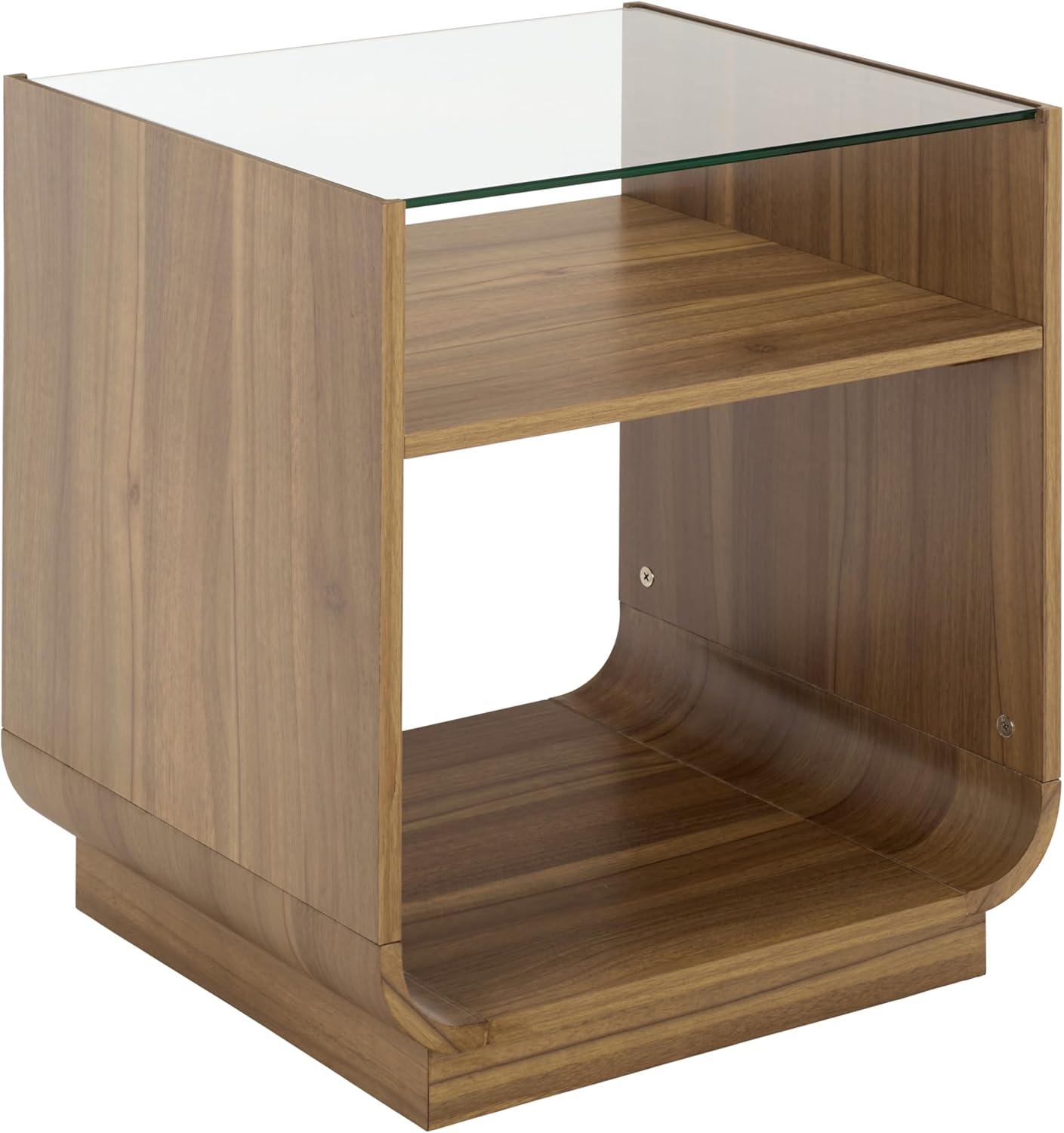 image:imageSAFAVIEH Furniture Acres Accent Table Dark Oak Wood amp Glass Top 2 Shelves Ideal for Living Room Bedroom 20 W x 18 D x 23 H ACC2329BDark OakGlass