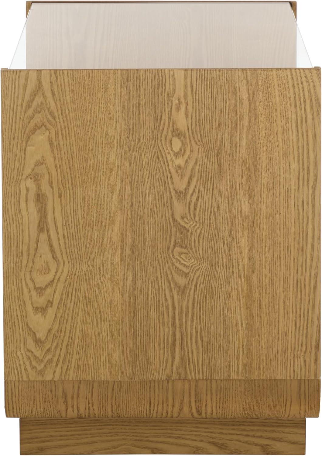 image:imageSAFAVIEH Furniture Acres Accent Table Dark Oak Wood amp Glass Top 2 Shelves Ideal for Living Room Bedroom 20 W x 18 D x 23 H ACC2329BNaturalGlass