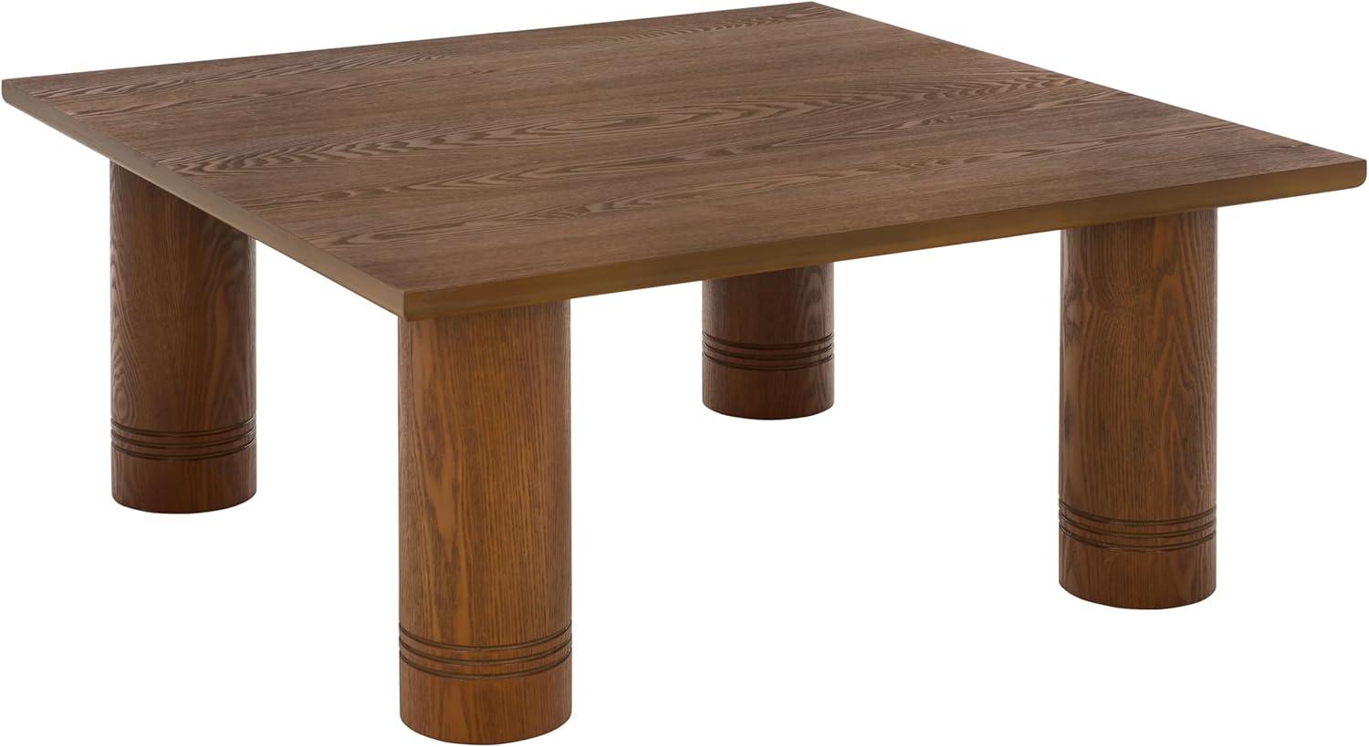 image:imageSAFAVIEH Furniture Aramin Square Coffee Table Walnut Modern Living Room Table with Sculptural Legs for Living Room Family Room 394 W x 394 D x 17 H COF2307AWalnut