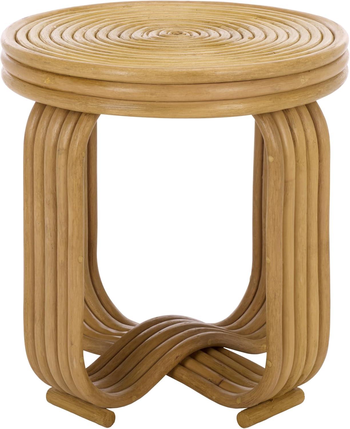 image:imageSAFAVIEH Furniture Asleesh Round Accent Table Natural Rattan Fully Assembled Ideal for Living Room Bedroom 165 W x 165 D x 177 H ACC9901ANatural