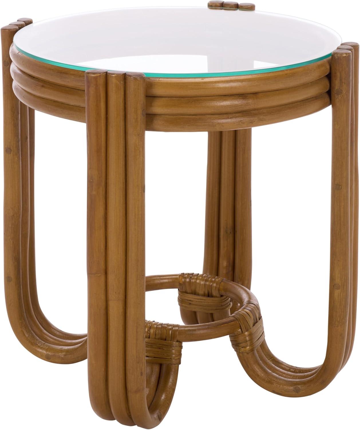 image:imageSAFAVIEH Furniture Bilian Round Accent Table Brown Rattan Fully Assembled Ideal for Living Room Bedroom 177 W x 177 D x 18 H ACC9900ABrown