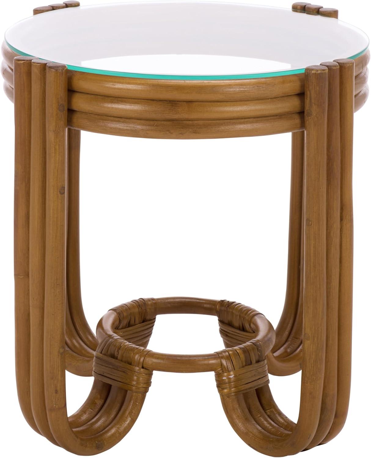 image:imageSAFAVIEH Furniture Bilian Round Accent Table Brown Rattan Fully Assembled Ideal for Living Room Bedroom 177 W x 177 D x 18 H ACC9900ABrown