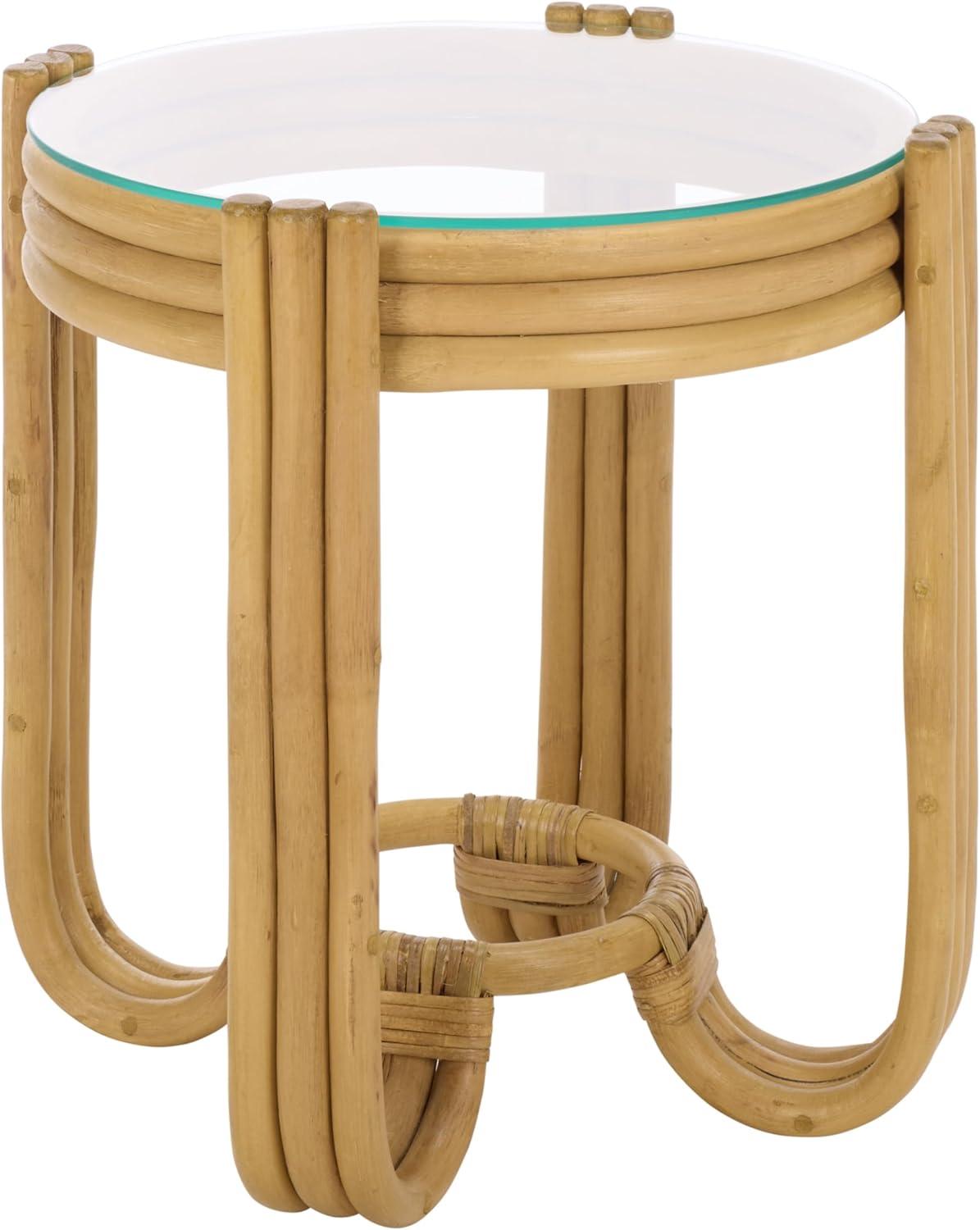 image:imageSAFAVIEH Furniture Bilian Round Accent Table Brown Rattan Fully Assembled Ideal for Living Room Bedroom 177 W x 177 D x 18 H ACC9900ANatural
