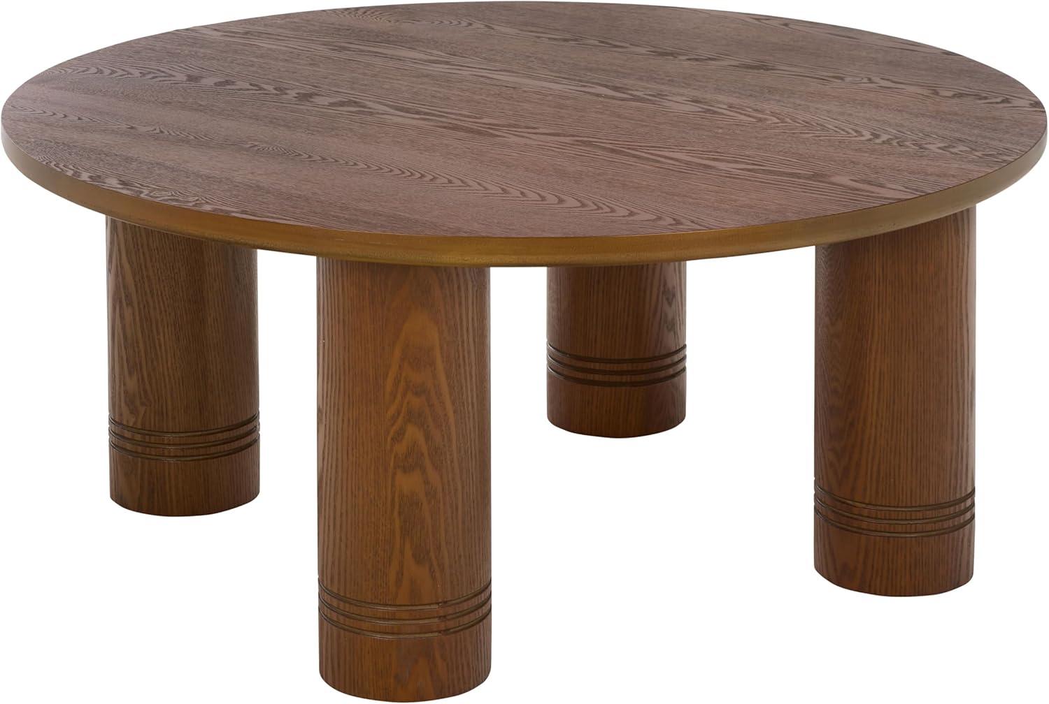 image:imageSAFAVIEH Furniture Canino Round Coffee Table Black Modern Living Room Table with Sculptural Legs for Living Room Family Room 394 W x 394 D x 17 H COF2306BWalnut