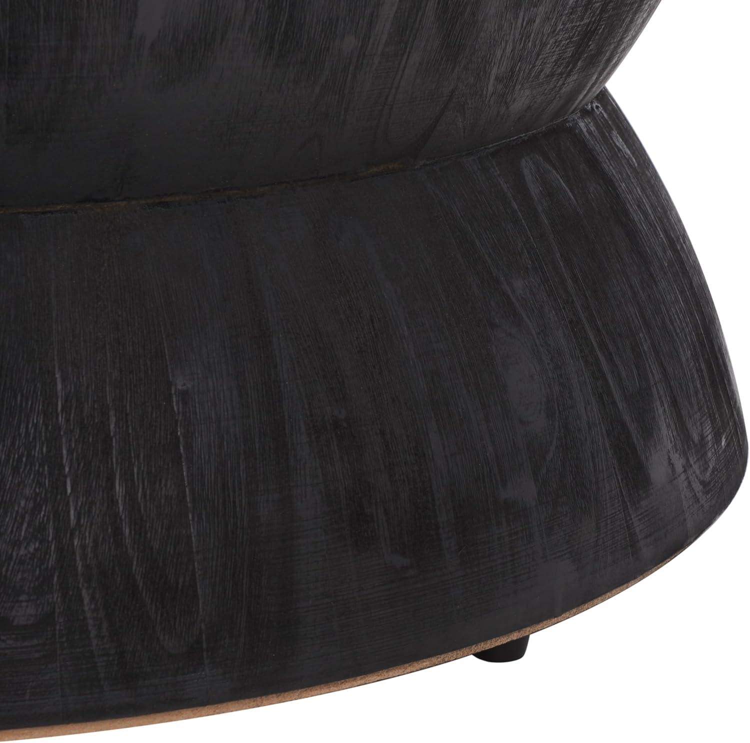 image:imageSAFAVIEH Furniture Lailah Round Coffee Table MidCentury Design Brown Sculptural Drum Fully Assembled Ideal for Living Room Family Room 30 W x 30 D x 14 H ALV1000ABlack