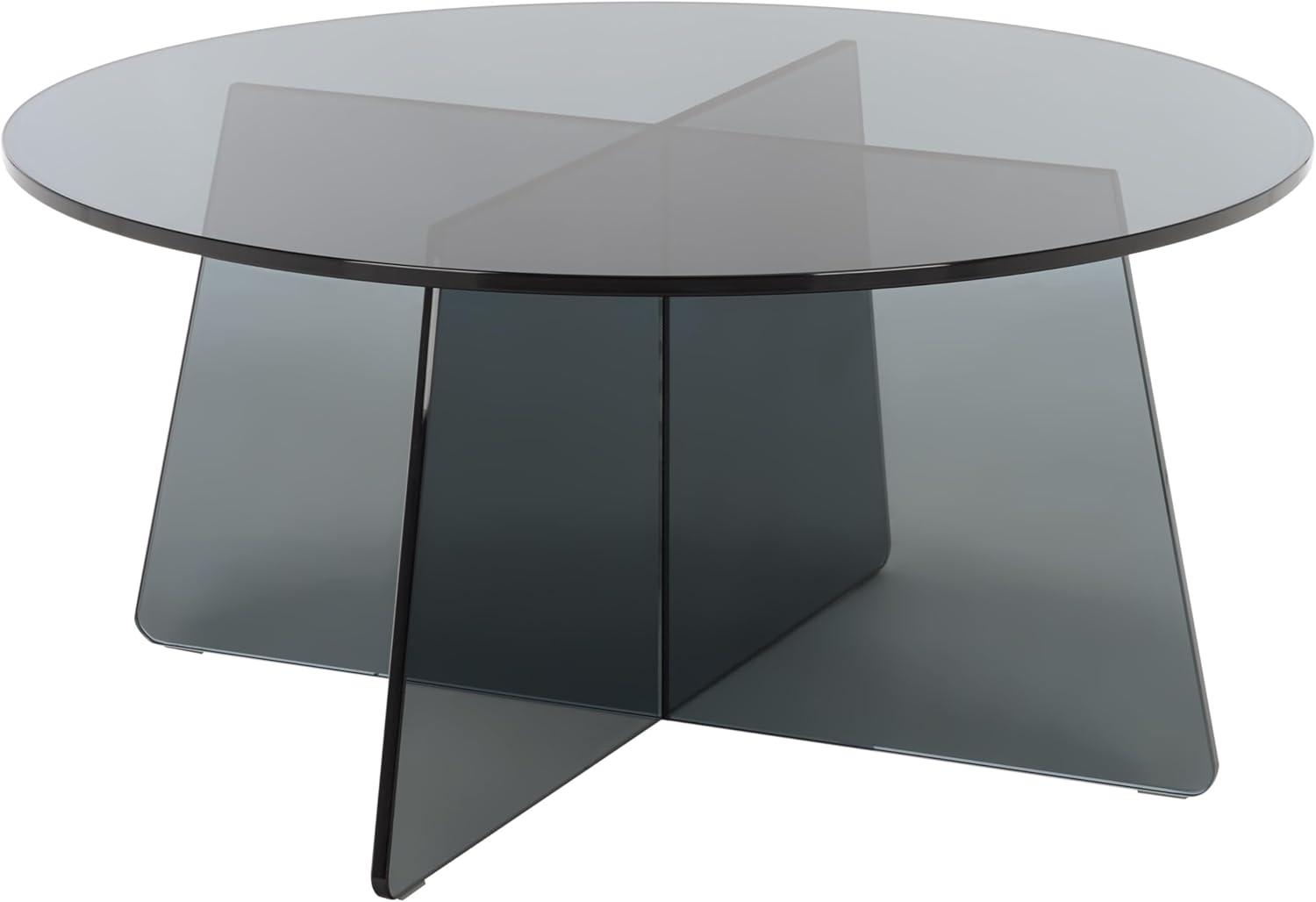 image:imageSAFAVIEH Furniture Latika Round Coffee Table Grey Tinted Tempered Glass Fully Assembled Modern Minimalist Living Room Accent Table 315 W x 315 D x 15 H COF7306AGreyTint