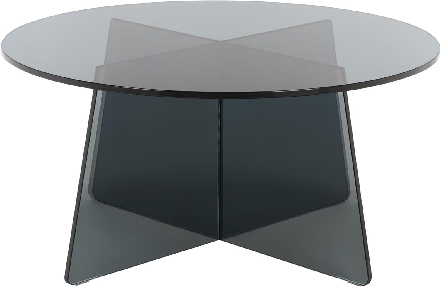 image:imageSAFAVIEH Furniture Latika Round Coffee Table Grey Tinted Tempered Glass Fully Assembled Modern Minimalist Living Room Accent Table 315 W x 315 D x 15 H COF7306AGreyTint