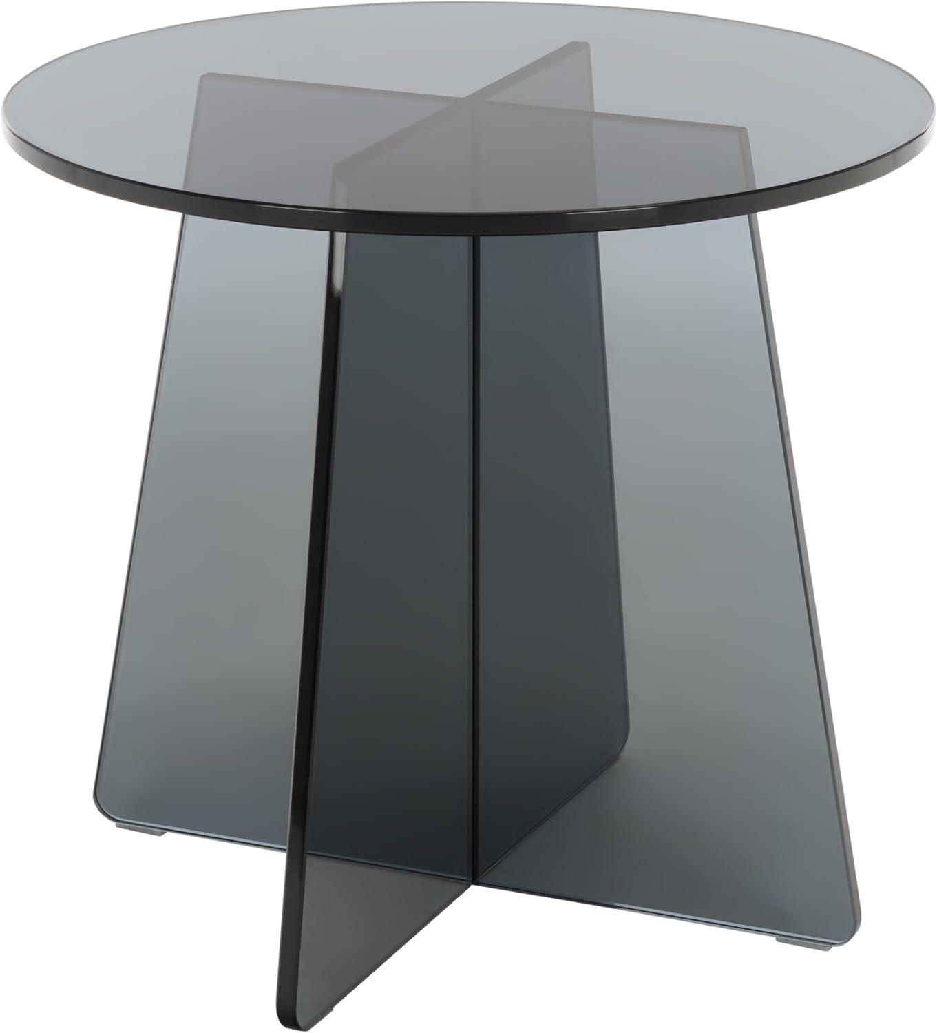 image:imageSAFAVIEH Furniture Latika Tinted Accent Table Grey Tinted Glass Fully Assembled Ideal for Living Room Bedroom 197 W x 197 D x 177 H ACC7301AGreyTint