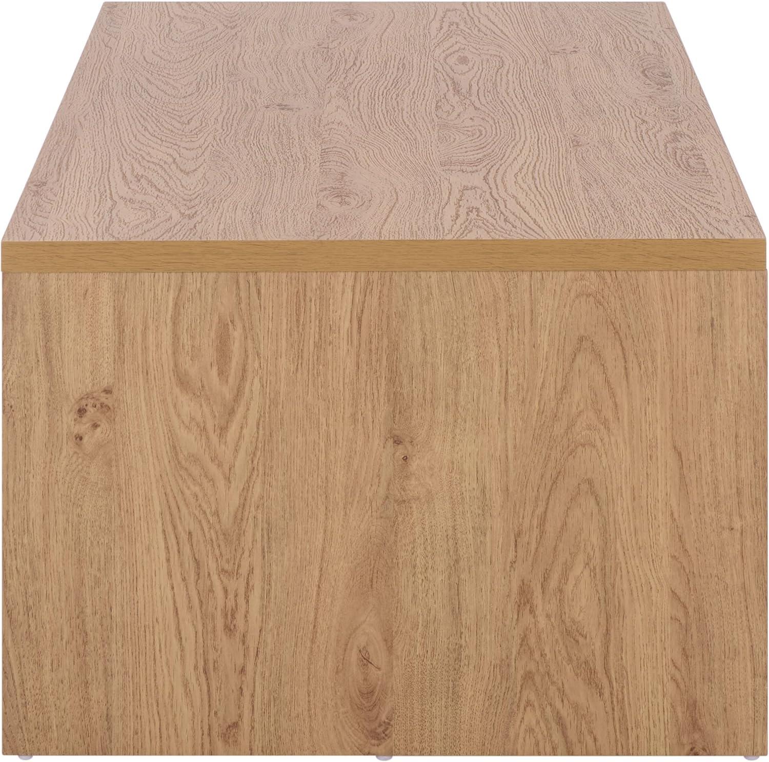 image:imageSAFAVIEH Furniture Masa Rectangular Coffee Table Oak with Open Shelf Storage Modern Living Room Table with Slatted Detail 47 W x 236 D x 165 H COF3601AOak