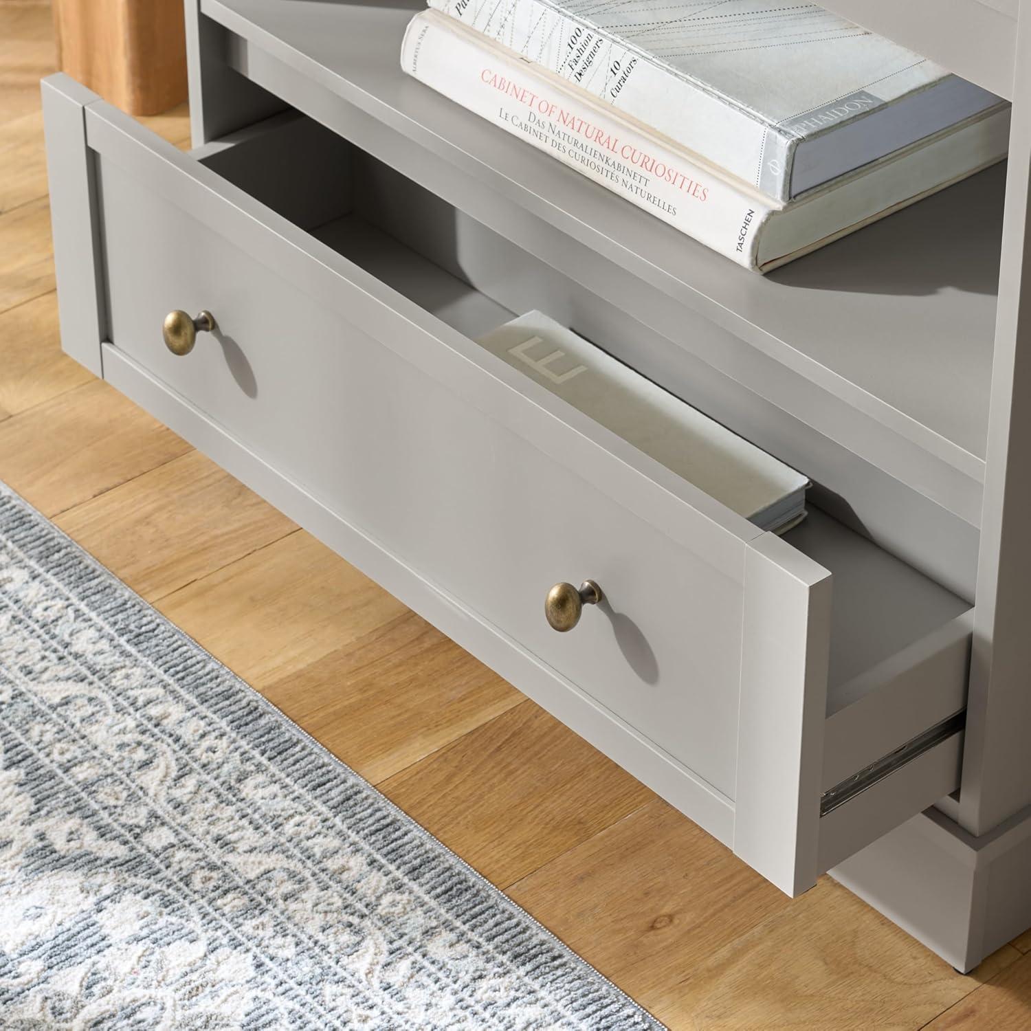 image:imageSAFAVIEH Furniture Shafa 5Tier Bookcase with Drawer Light Grey Wood Storage Bookshelf for Living Room Home Office ETG3101ALight Grey