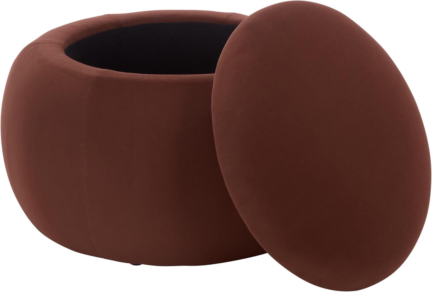 image:imageSAFAVIEH Furniture Siara Round Storage Ottoman Hunter Green Upholstered with Hidden Storage Modern Footrest Stool for Living Room Bedroom amp Entryway 242 W x 242 D x 17 H OTT3404CRust