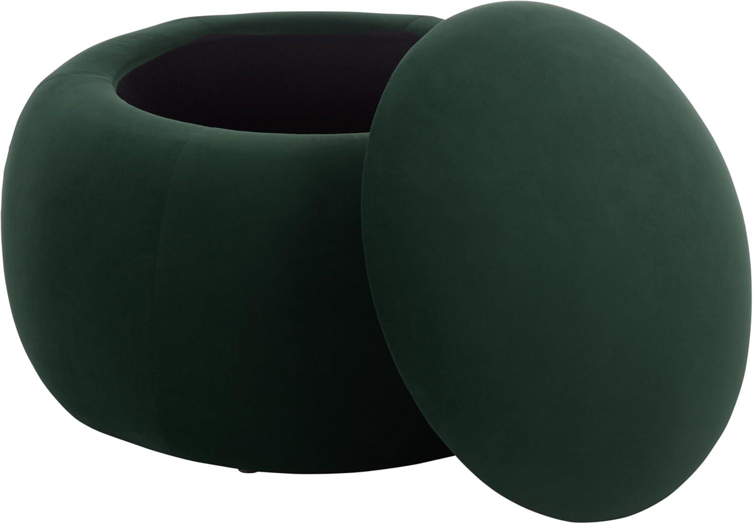 image:imageSAFAVIEH Furniture Siara Round Storage Ottoman Hunter Green Upholstered with Hidden Storage Modern Footrest Stool for Living Room Bedroom amp Entryway 242 W x 242 D x 17 H OTT3404CHunter Green
