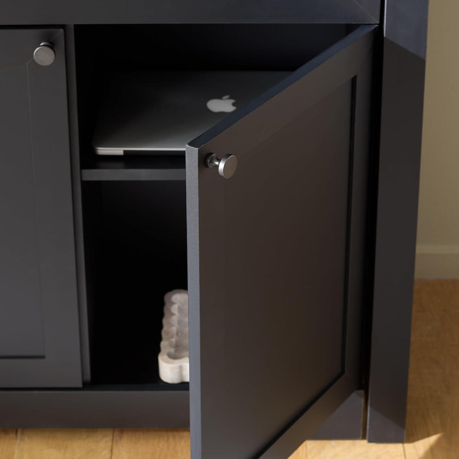 image:imageSAFAVIEH Furniture Vero Bookshelf Bookcase with PullOut Desk Black Wood Storage Cabinet for Living Room Home Office ETG3100BBlack
