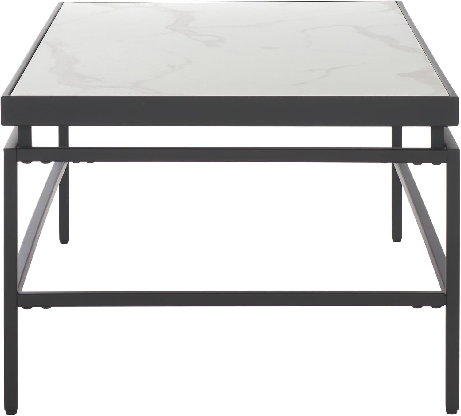 image:imageSAFAVIEH Home Collection Acelin White Faux Marble Top amp Black Metal Base Rectangular Coffee Table COF7017AWhite Faux MarbleBlack