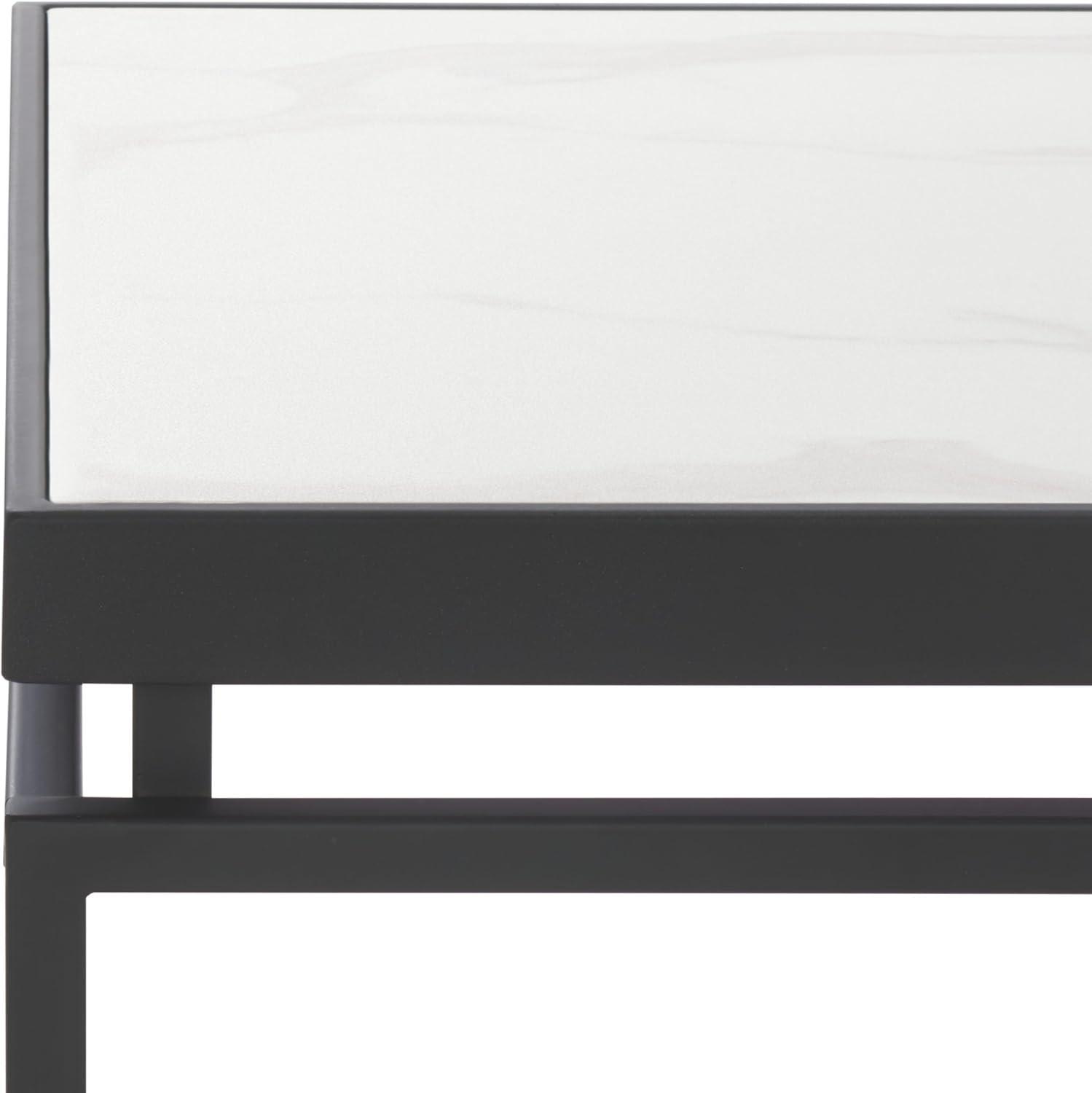 image:imageSAFAVIEH Home Collection Acelin White Faux Marble Top amp Black Metal Base Rectangular Coffee Table COF7017AWhite Faux MarbleBlack