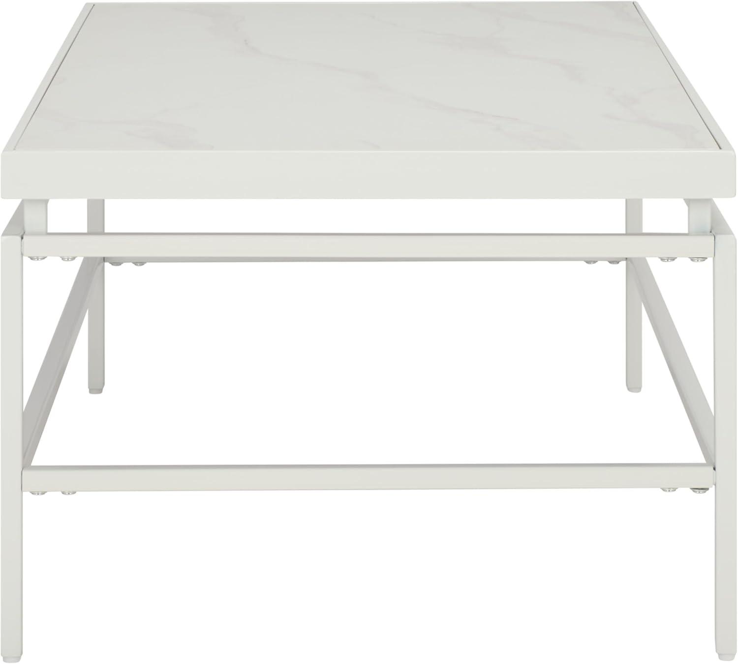 image:imageSAFAVIEH Home Collection Acelin White Faux Marble Top amp Black Metal Base Rectangular Coffee Table COF7017AWhite Faux MarbleWhite
