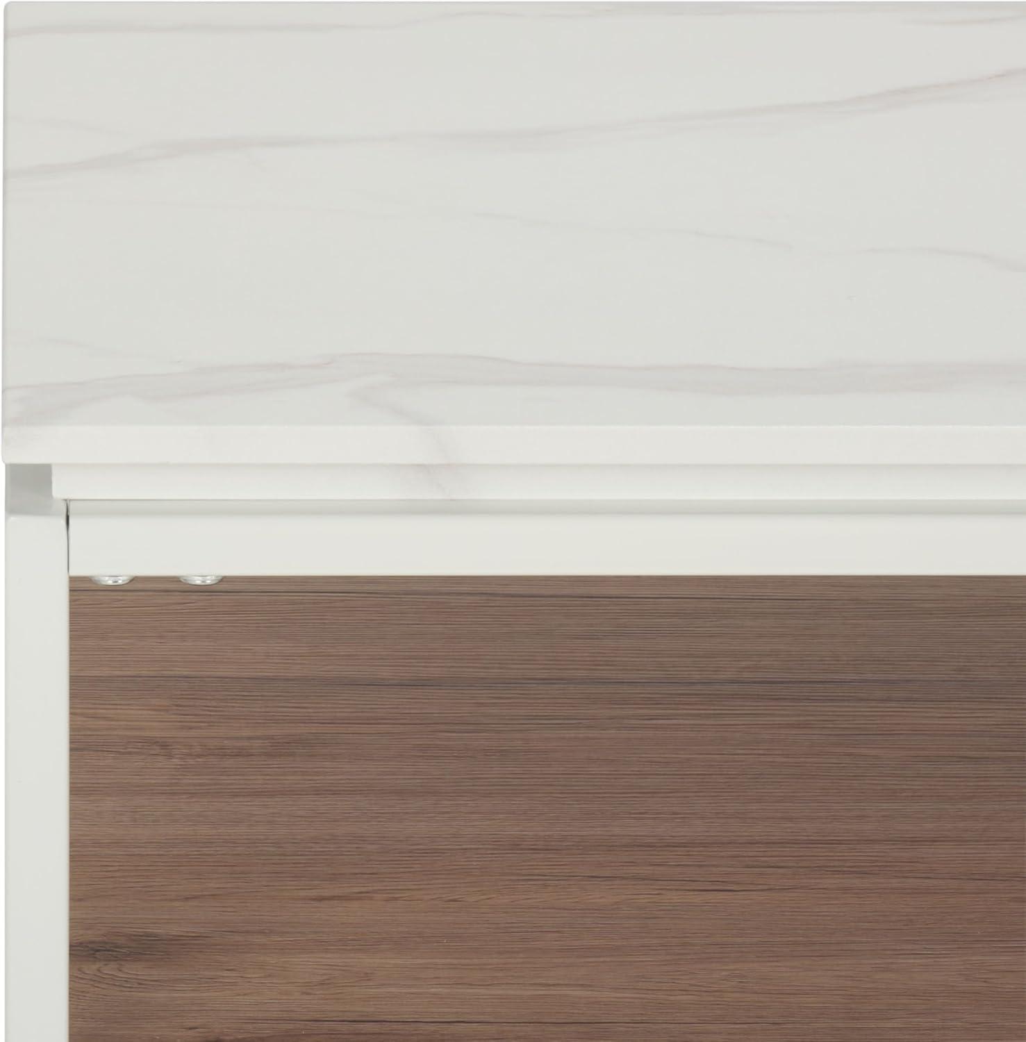 image:imageSAFAVIEH Home Collection Aurelian White Faux Marble Rectangular Coffee Table with Lower Wood Shelf Modern Design COF7016AWhite Faux MarbleNatural