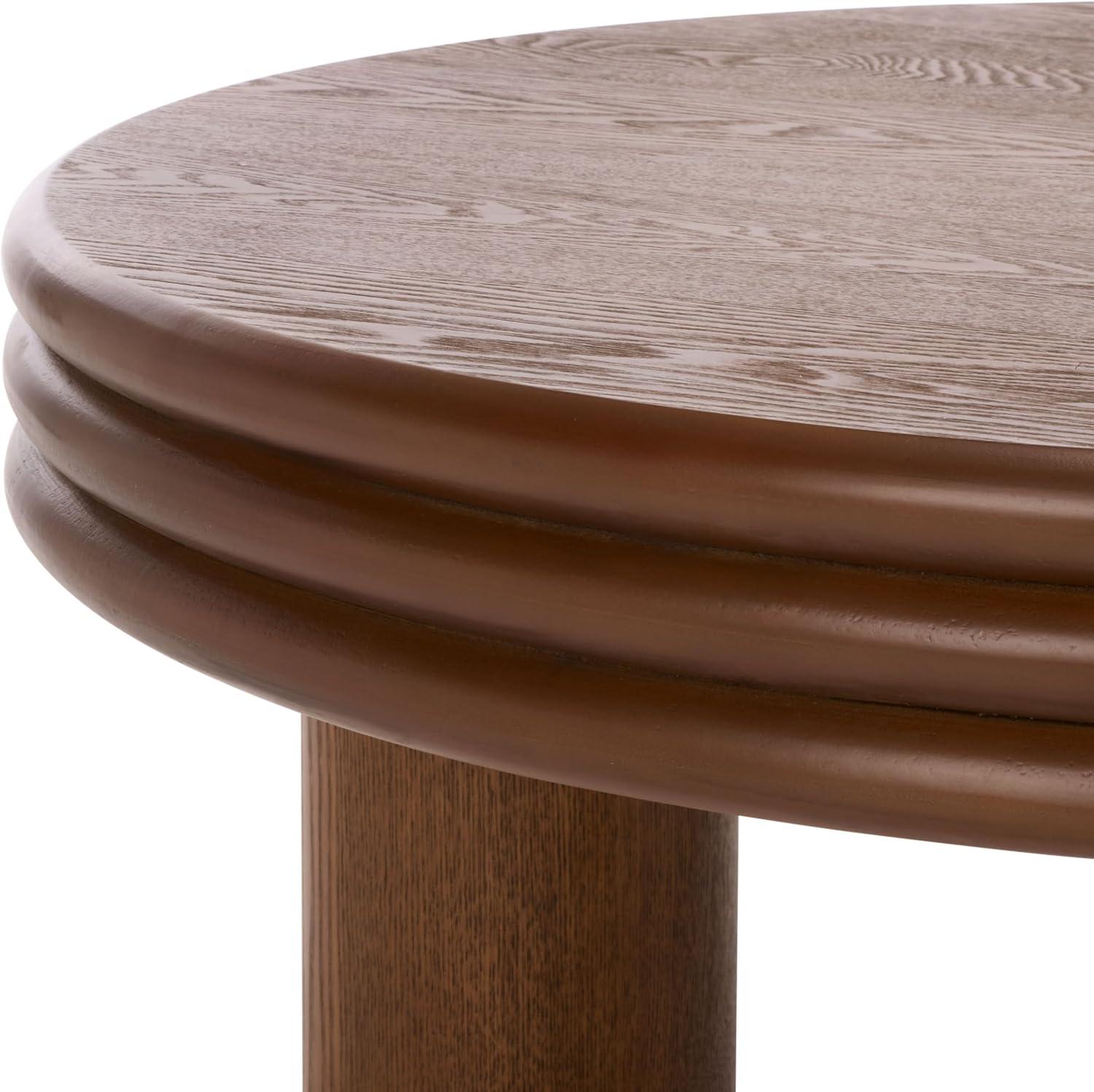 image:imageSAFAVIEH Home Collection Averny Walnut Round Coffee Table Modern Sculptural Pedestal Leg Living Room Accent COF2318AWalnut