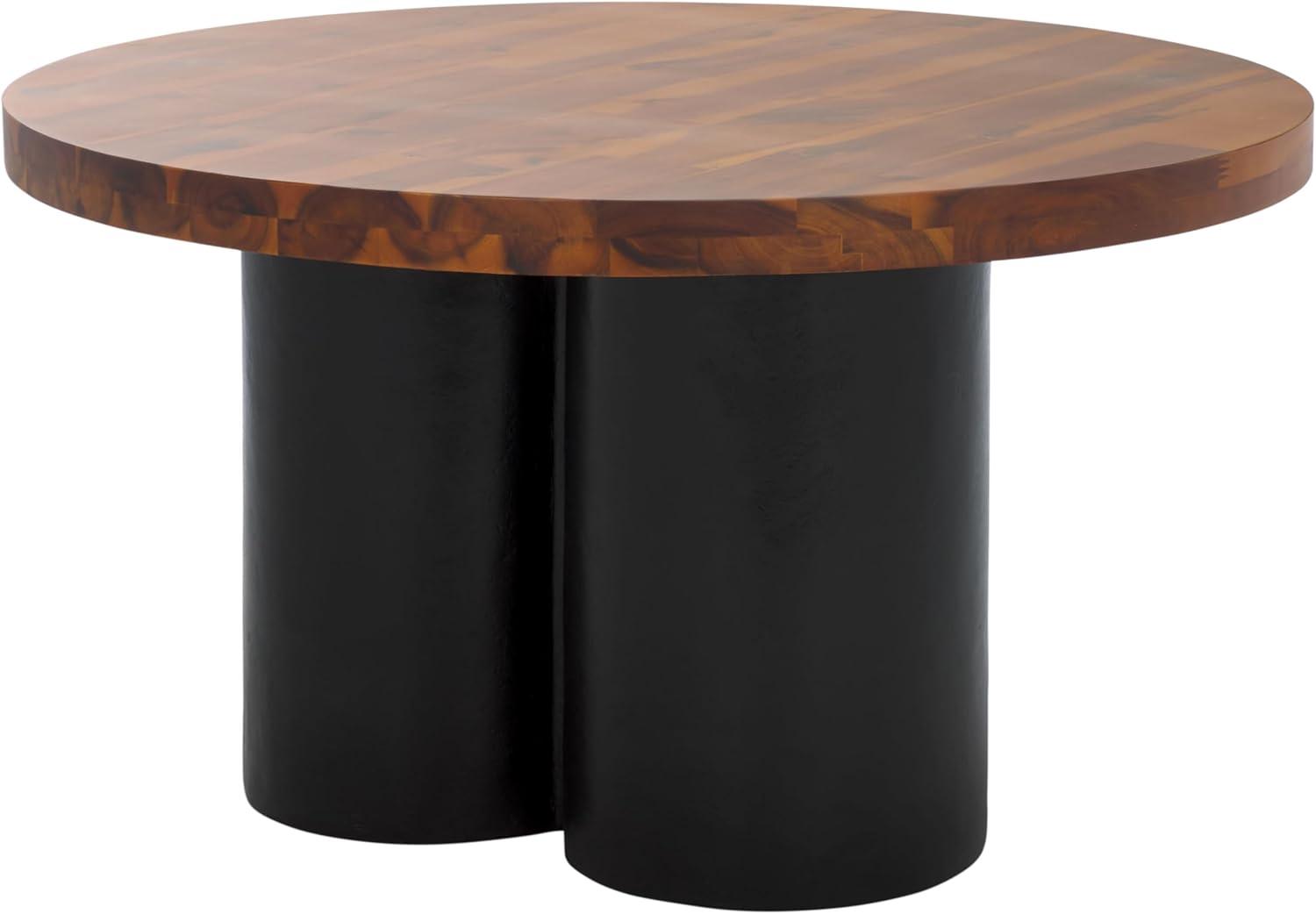 image:imageSAFAVIEH Home Collection Benvolio Round Solid Wood Coffee Table White Washed Top amp Black Base Modern Fully Assembled Design COF3003BNaturalCharcoal