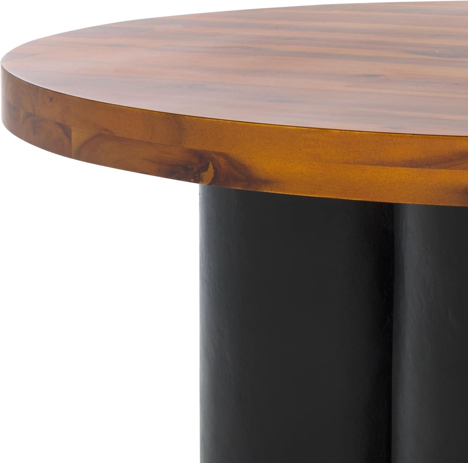 image:imageSAFAVIEH Home Collection Benvolio Round Solid Wood Coffee Table White Washed Top amp Black Base Modern Fully Assembled Design COF3003BNaturalCharcoal