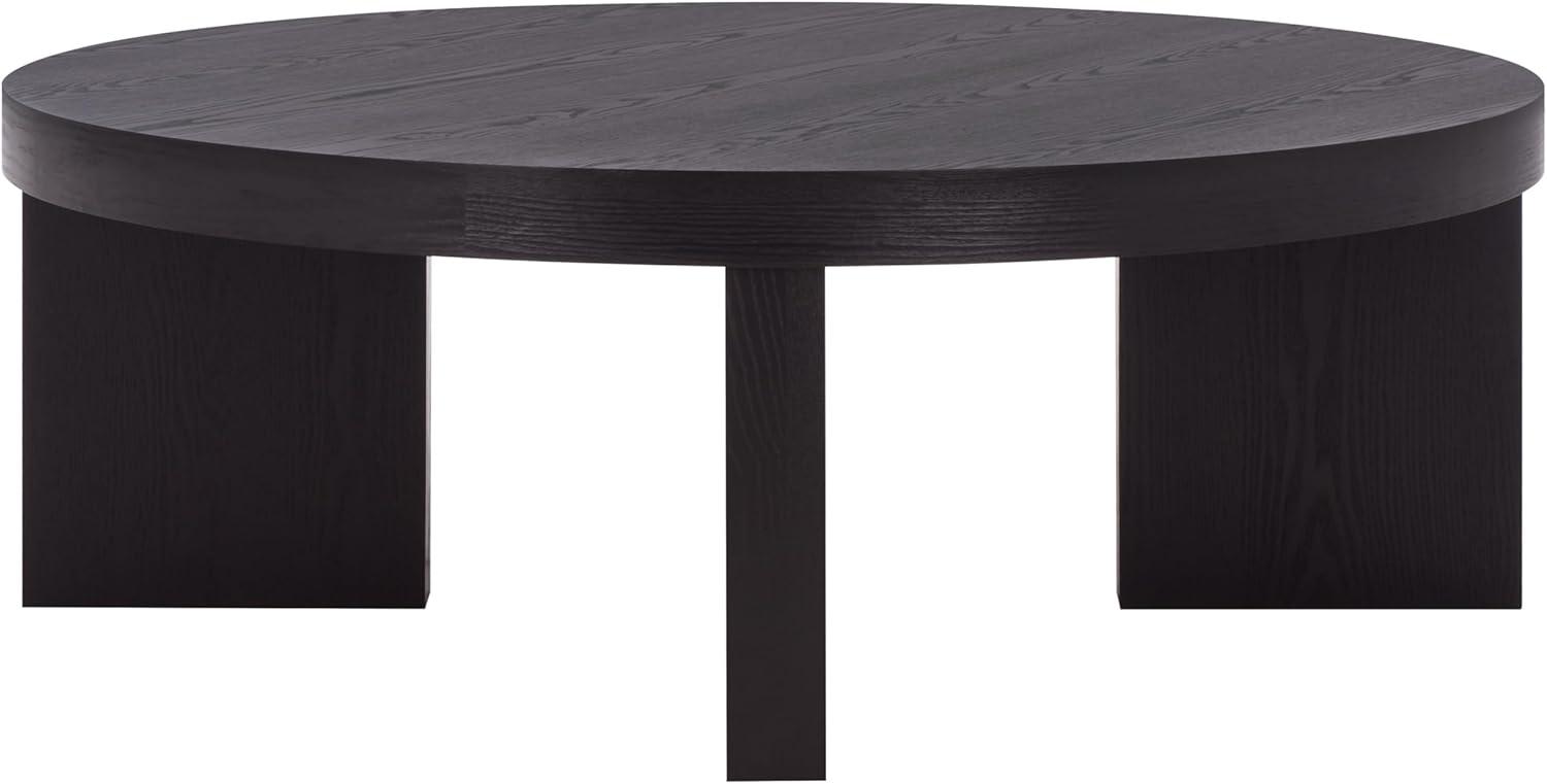 image:imageSAFAVIEH Home Collection Caminun Walnut Coffee Table with Ash Veneer Modern Round Living Room Centerpiece COF2304ABlack
