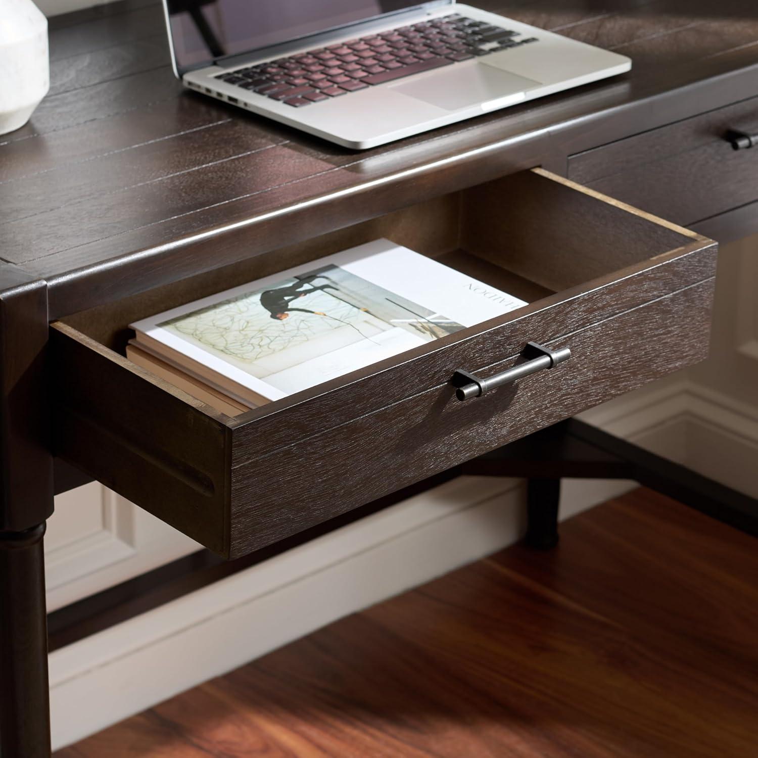 image:imageSAFAVIEH Home Collection Filbert Desert Brown Writing Desk 2Drawer Traditional Desk Classic Home Office Design DSK5701GDark Chocolate