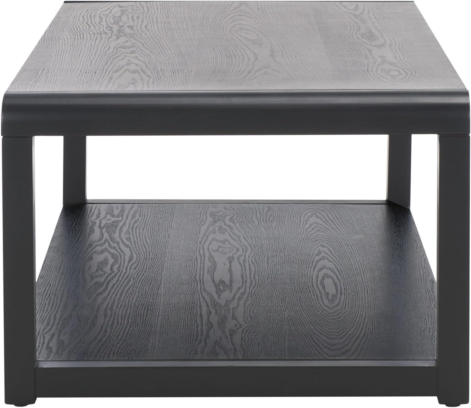 image:imageSAFAVIEH Home Collection Omara Solid Wood Coffee Table with Lower Shelf Modern Rectangular Living Room Table COF2315CBlack