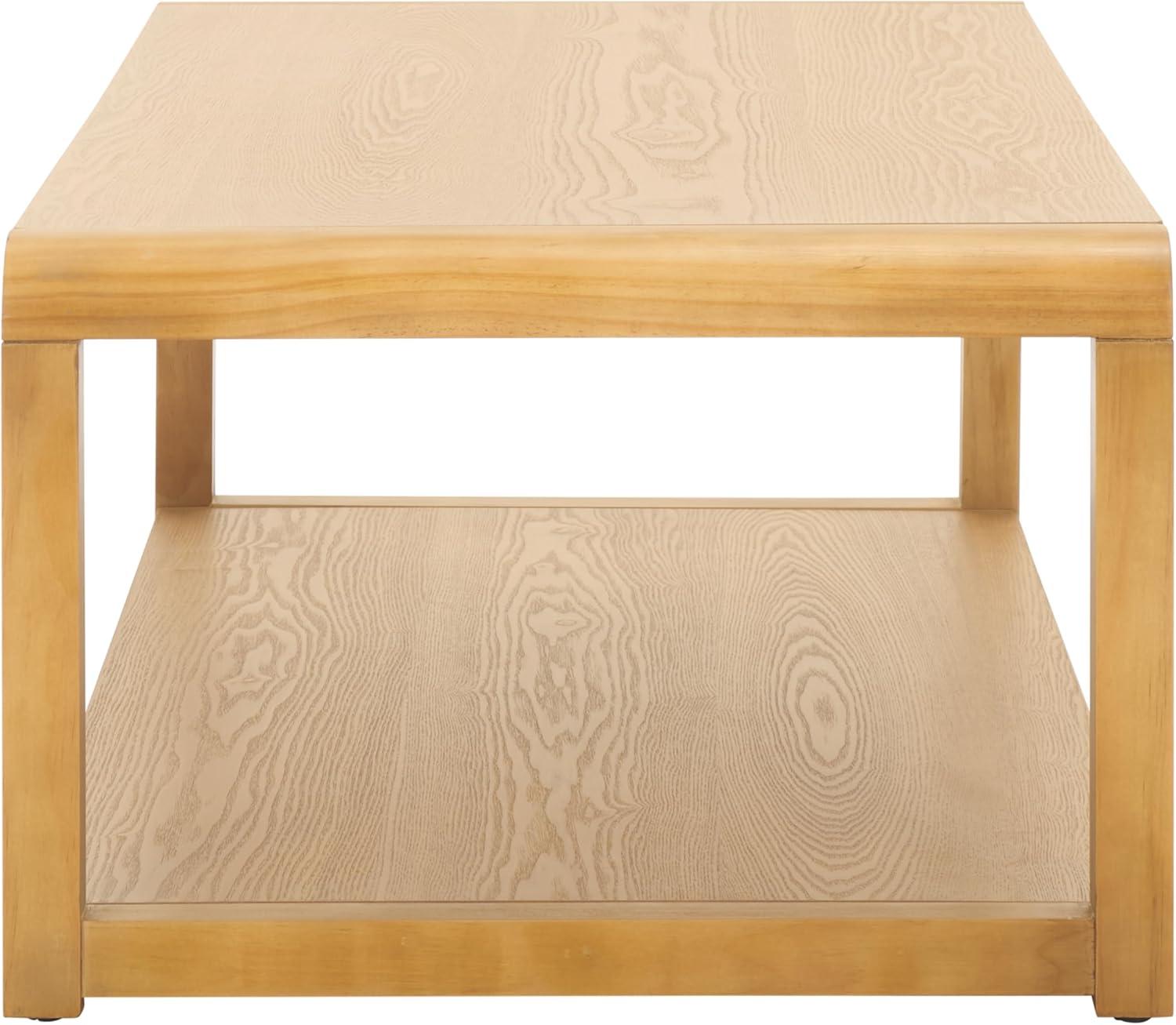 image:imageSAFAVIEH Home Collection Omara Solid Wood Coffee Table with Lower Shelf Modern Rectangular Living Room Table COF2315CNatural