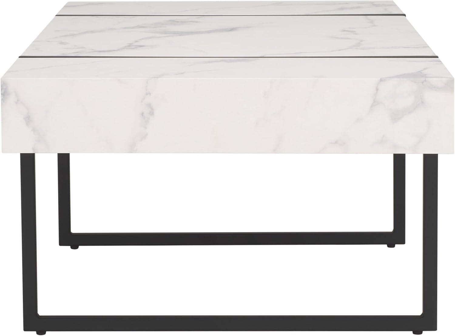 image:imageSAFAVIEH Home Collection Tristan Rectangular Modern Coffee Table with Natural Wood Top amp Black Metal Base Industrial Minimalist Living Room Table COF7000BWhiteBlack
