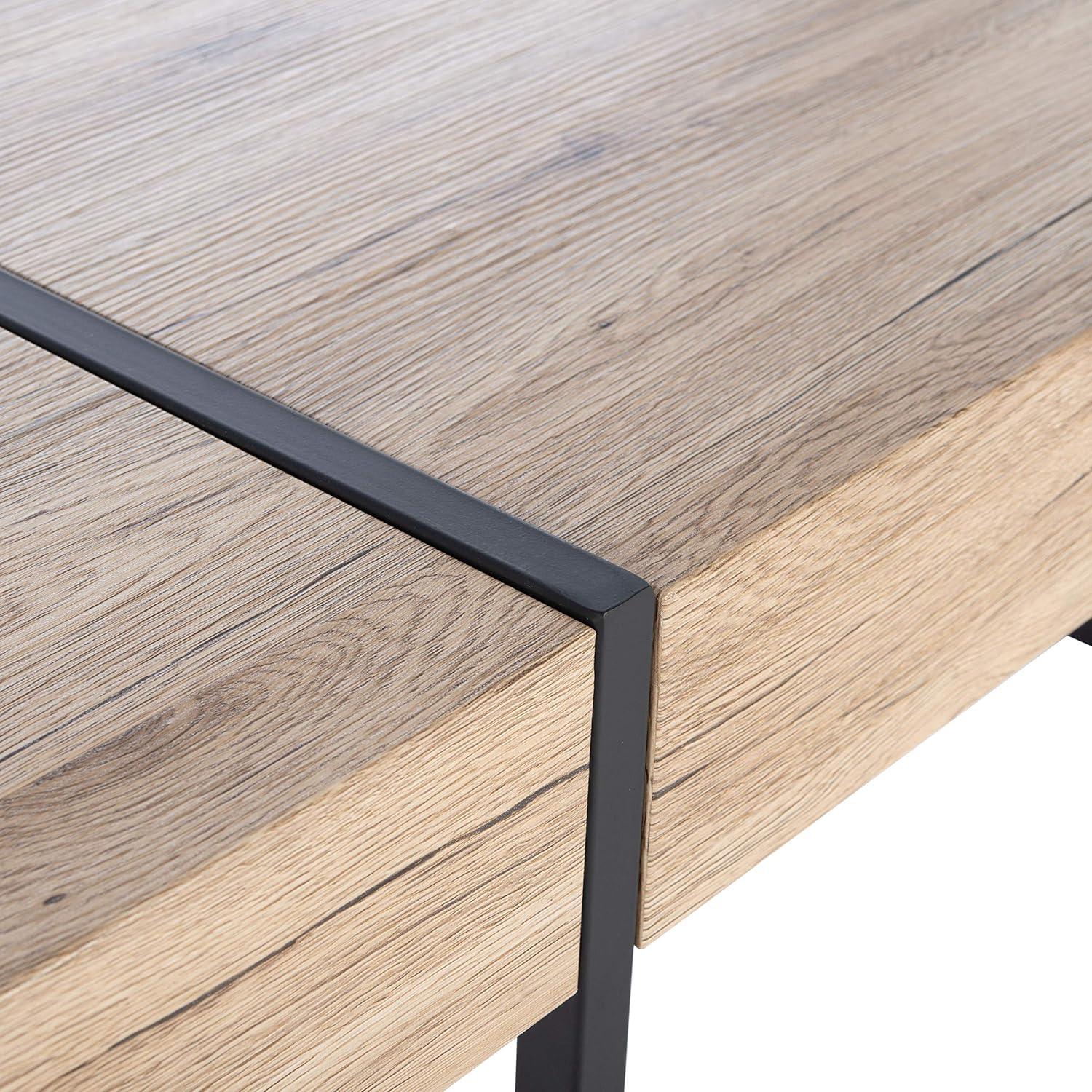 image:imageSAFAVIEH Home Collection Tristan Rectangular Modern Coffee Table with Natural Wood Top amp Black Metal Base Industrial Minimalist Living Room Table COF7000BNatural